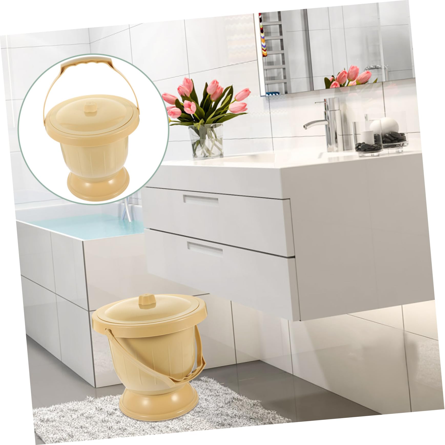 Anneome Tragbarer Urinal Eimer aus Hochwertigem Kunststoff mit Deckel Rutschfest Sicher und Langlebig für Erwachsene Senioren Schwangere und Glatte Oberfläche Leicht zu Zufällige Farbe