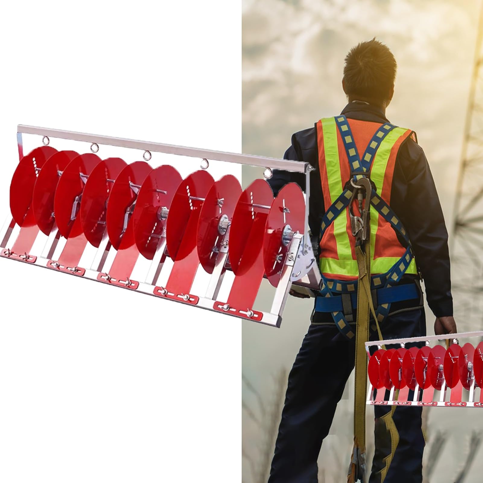 Scaffale portatile per bobine di filo metallico e porta cavi, organizer da scrivania e da pavimento in acciaio inox per una conservazione efficiente - Include 1 dispenser di bobine di plastica
