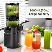 AMZCHEF 250W Automata Gyümölcsprés 1,8L Kapacitással - Széles 145mm Adagolónyílás, Hármas Szűrőrendszer, Hidegpréselés, Csendes Motor - Feke 3