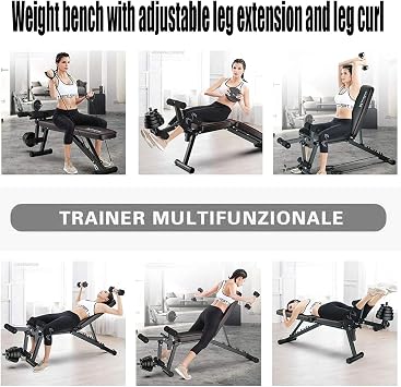 Weight Bench Foldable, Adjustable Sit Up Bench 4 in 1 Home Training Gym, Flat/Incline/Decline FID Bench Press Weight Benches for Full Body Workout