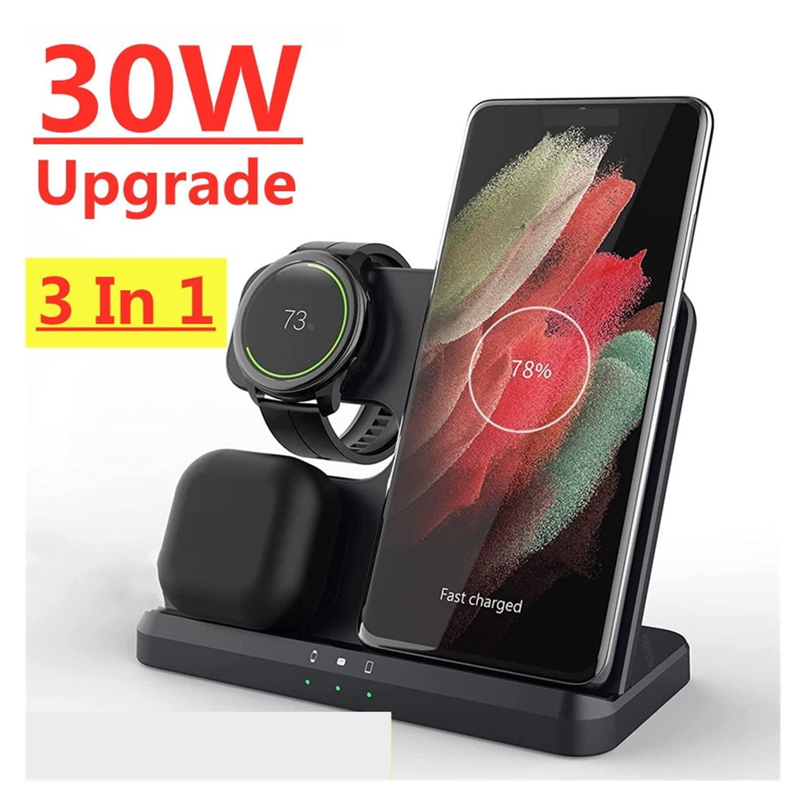 Bezprzewodowa ładowarka 30W 3 w 1 do stacji dokującej szybkiego ładowania zegarka, szybka bezprzewodowa stacja ładująca telefonu,Uniwersalna kompatybilność(GY-Q10B)