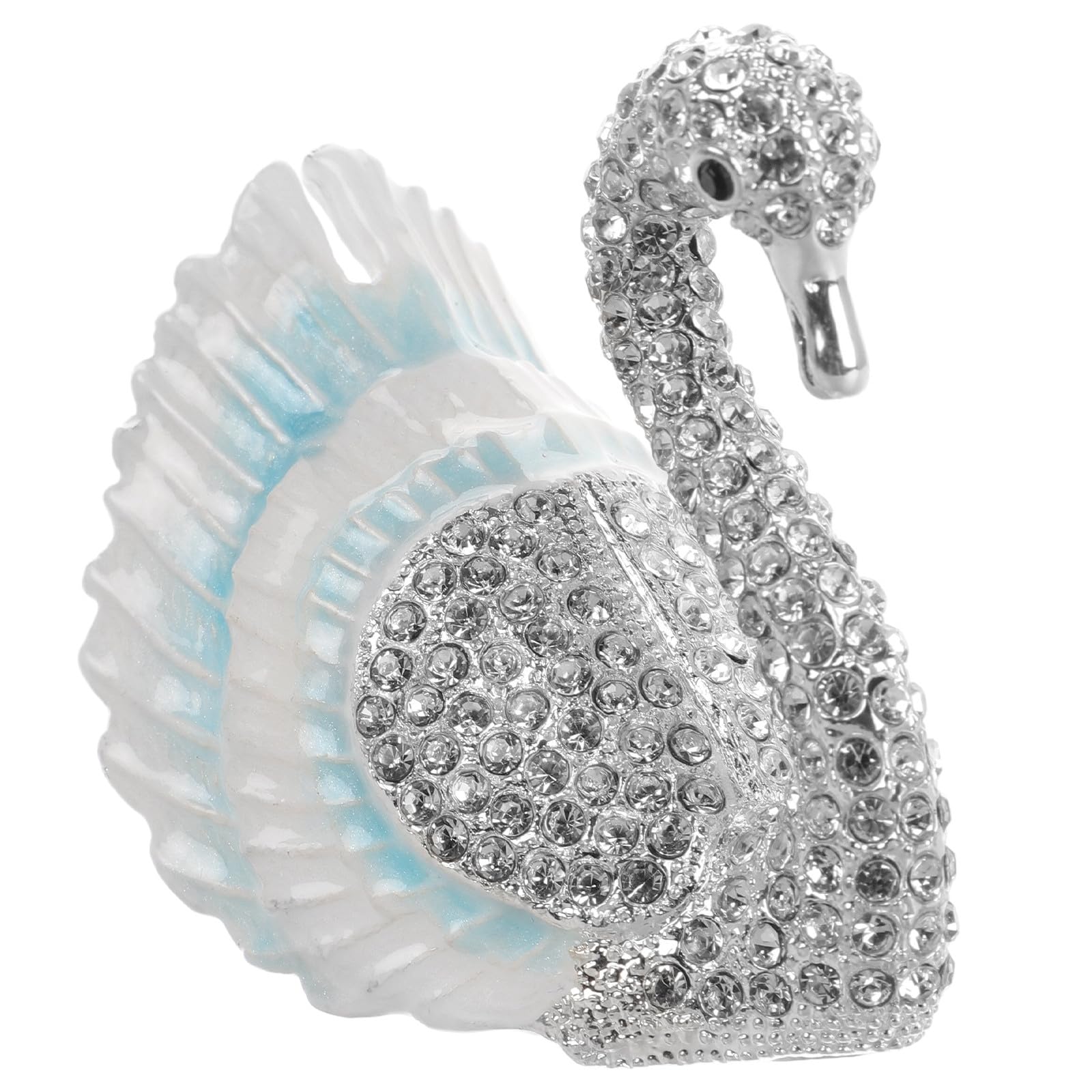 Boîte à bijoux cygne en alliage et cristaux pour bagues et boucles