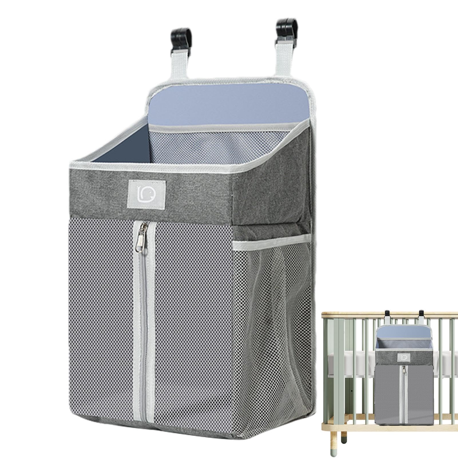 Organizer Portapannolini Da Appendere Cradle Star - 4 Tasche, Grigio, 43x23x23 Cm - Foto 6