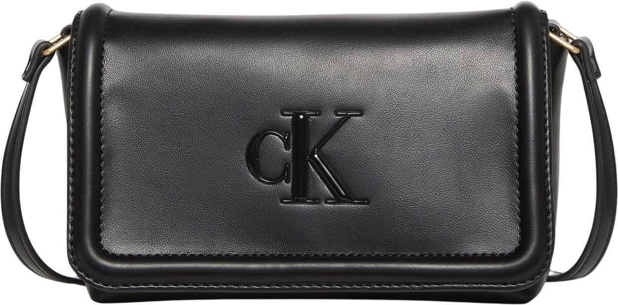 CALVIN KLEIN Women's RAISED CK FLAP CROSSBODY LV04F1027G Crossover, Black (Black), One Size, Schwarz (Schwarz), One Size