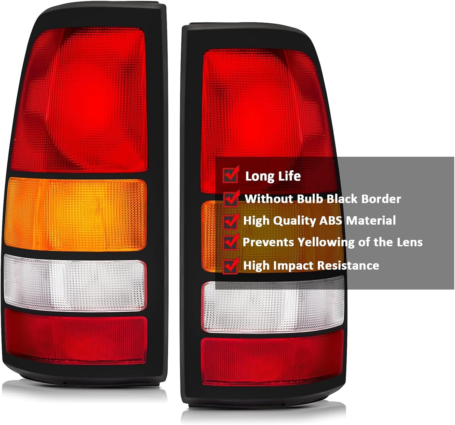 Tail Lights Fit 1999-2002 Chevy Silverado 1999-2006 GMC Sierra 1500 2500 3500 1500 HD 2500HD Rear Brake Back Up Cover Taillights Red Clear Lens Assembly Left Driver Right Paeenger Side (Black Border)