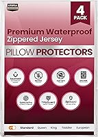 Vista 1 de Utopia Bedding Set of 4 Waterproof Pillow Protectors with Zipper Standard Size (White), Ultra Soft Pillow Covers, Bed Bug and Dust Mite Proof Pillow
