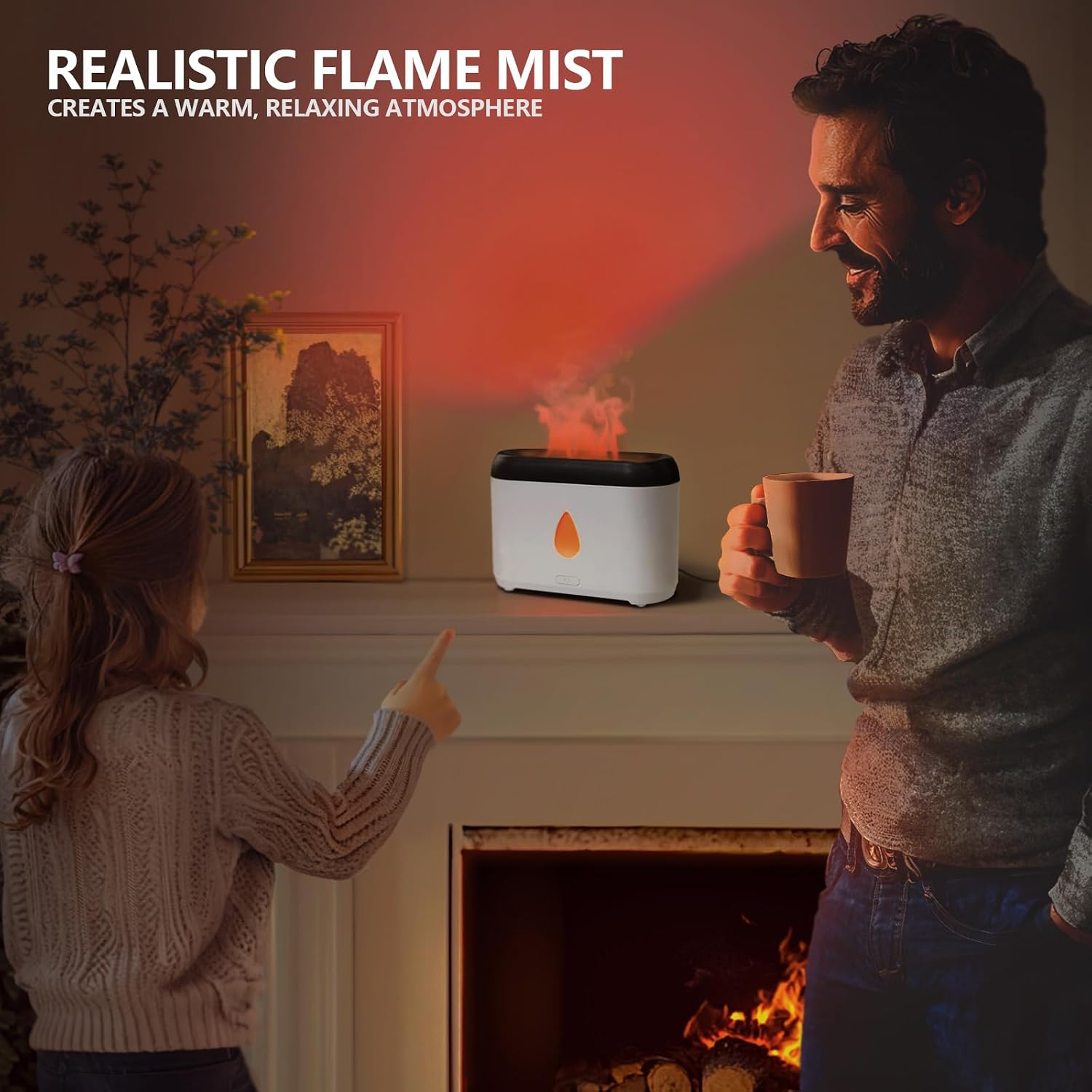 Flame Diffuser for Essential Oils, 200ml Ultrasonic Aroma Diffusers with Cool Mist, Aromatherapy Diffuser with Auto-Off Protection, Small Humidifier for Home,Office,Bedroom,Gift (7 Colors White) image 2