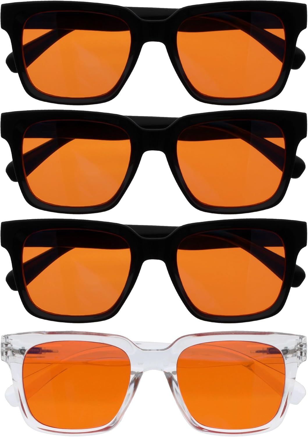 OPULIZE ERA Sleep & Recovery Glasses for Women & Men- Orange Lens- 99.9% Blue Light Blocking- Anti-Reflective & Anti-Glare- UV400 Protection- Oversized Frame- Night Glasses(Pack 4 of with 4 Pouches)