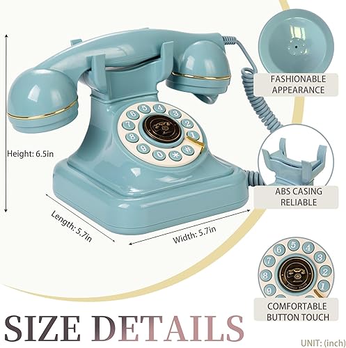 Miniatura 4 de Teléfono fijo vintage, teléfono retro con cable con botón y redireccionamiento, teléfono clásico para oficina en casa, escuela, hotel, escritorio