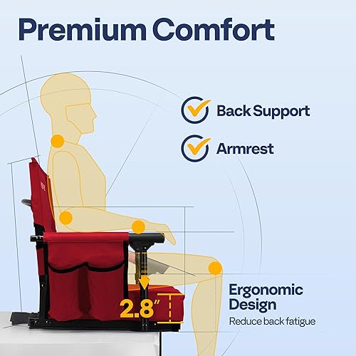 Miniatura 6 de VIVOHOME Asientos de estadio con respaldo y cojín, paquete de 2 sillas portátiles con portavasos y correa para el hombro