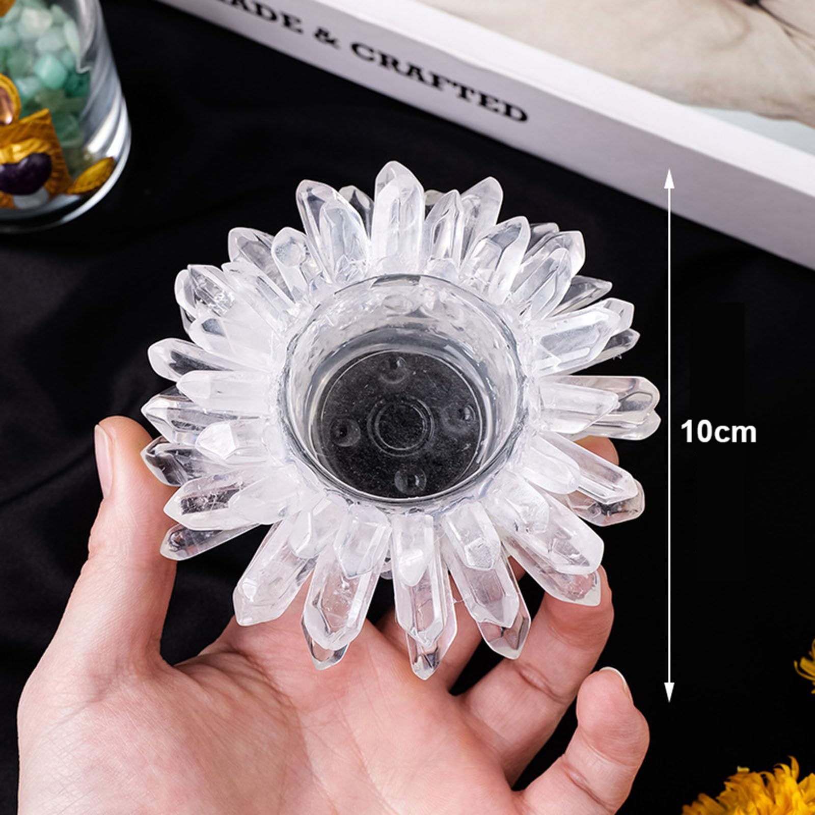 Naturalne kryształowe świeczniki, surowy kryształowy świecznik na tealight, kryształowy stojak na świece, leczniczy świecznik na tealight z kamieni szlachetnych, dekoracja domu