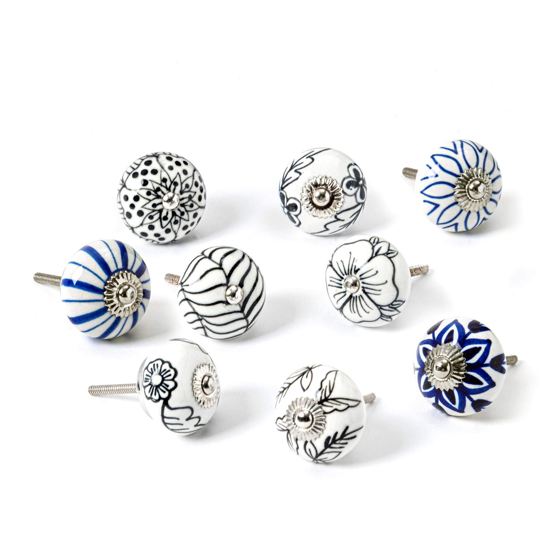 Nicola Spring Round Ceramic Cabinet Knobs - Flower - 9 Colours