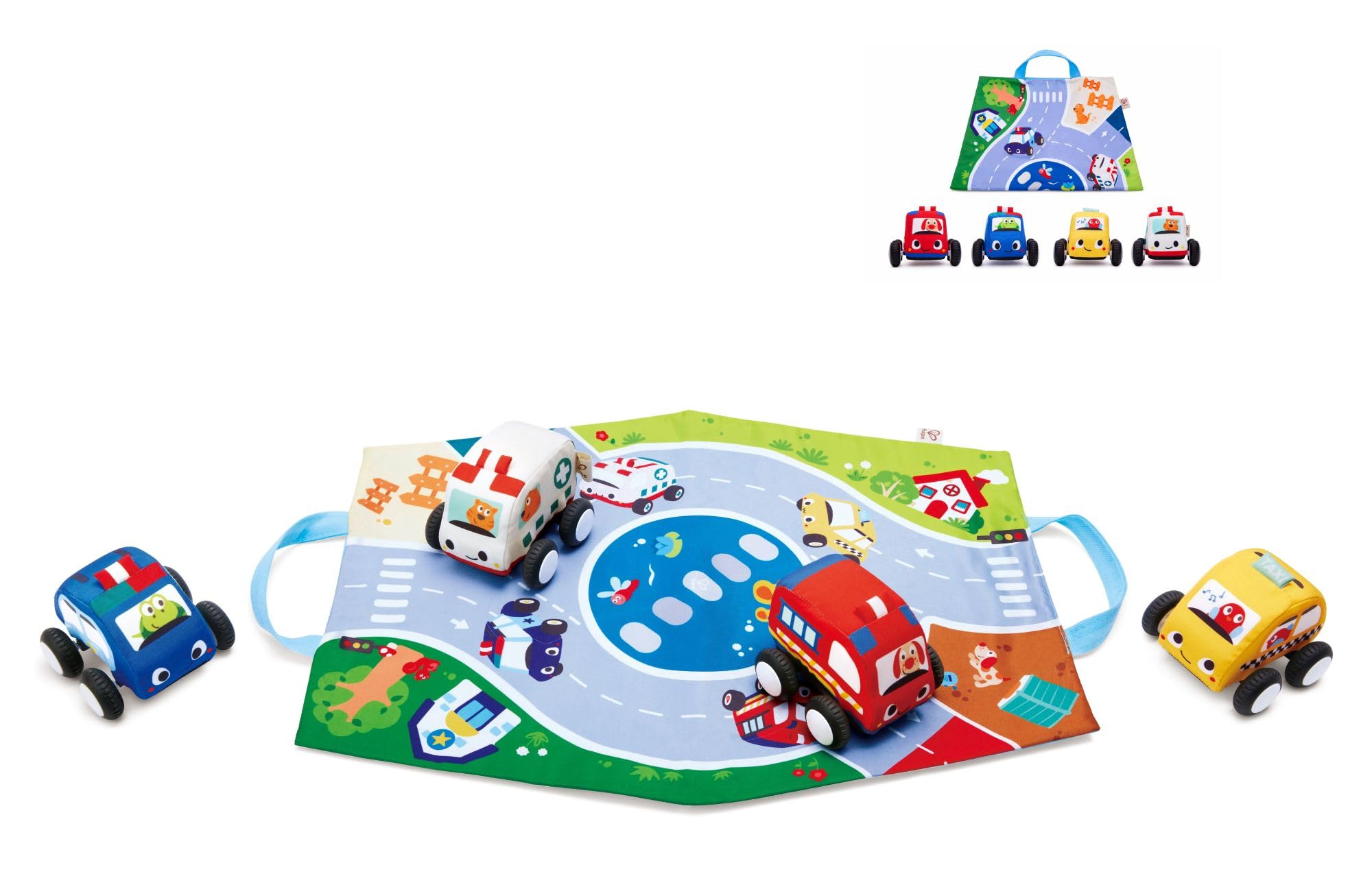Hape Pull-Back Plush Car Set, Soft Material, Easy-to-Grip for Crawling & Scooting, 6M+