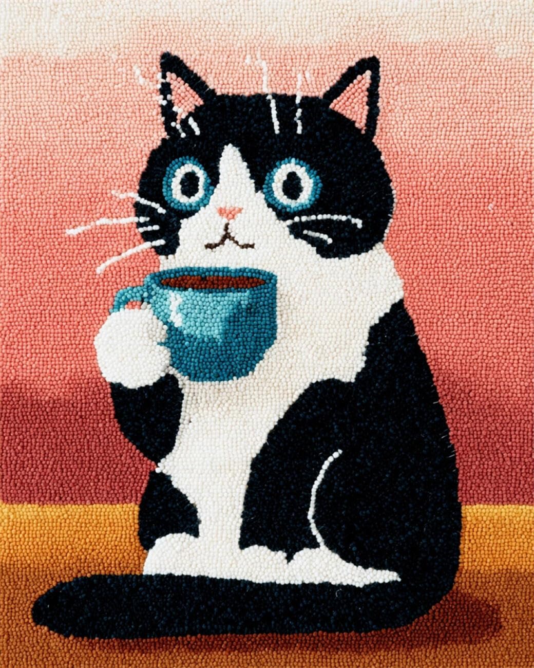 AMBATTERY Latch Hook Tapestry Kit Cartoon Cat 80x160cm