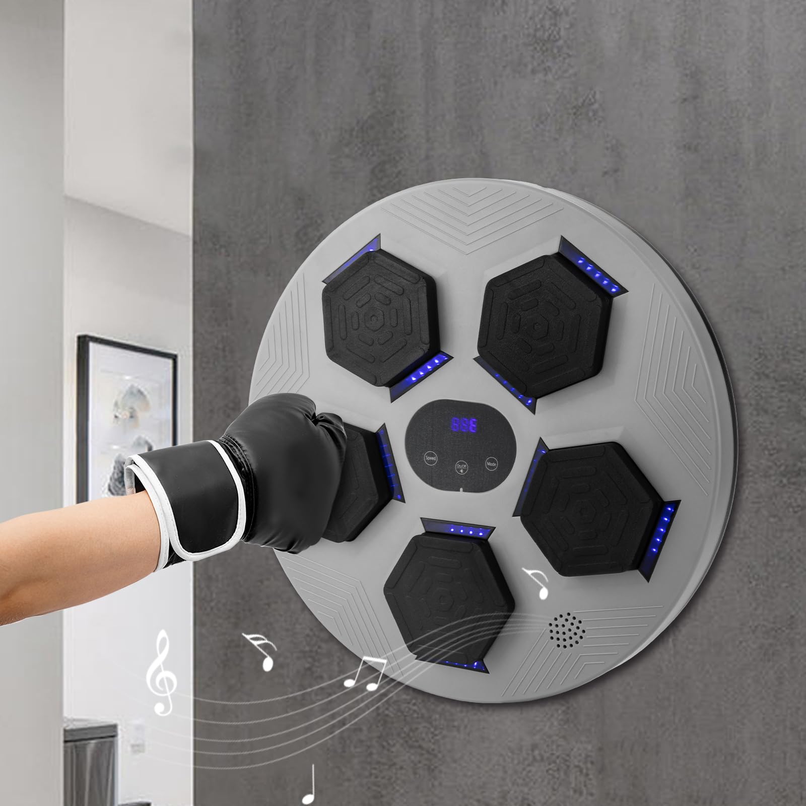 Disco musicale da boxe montato a parete Smart Elettronica Supporta Bluetooth LED Music Boxing Machine con guantoni da boxe e pannello touch per adulti e bambini rilascio in camera da letto studio