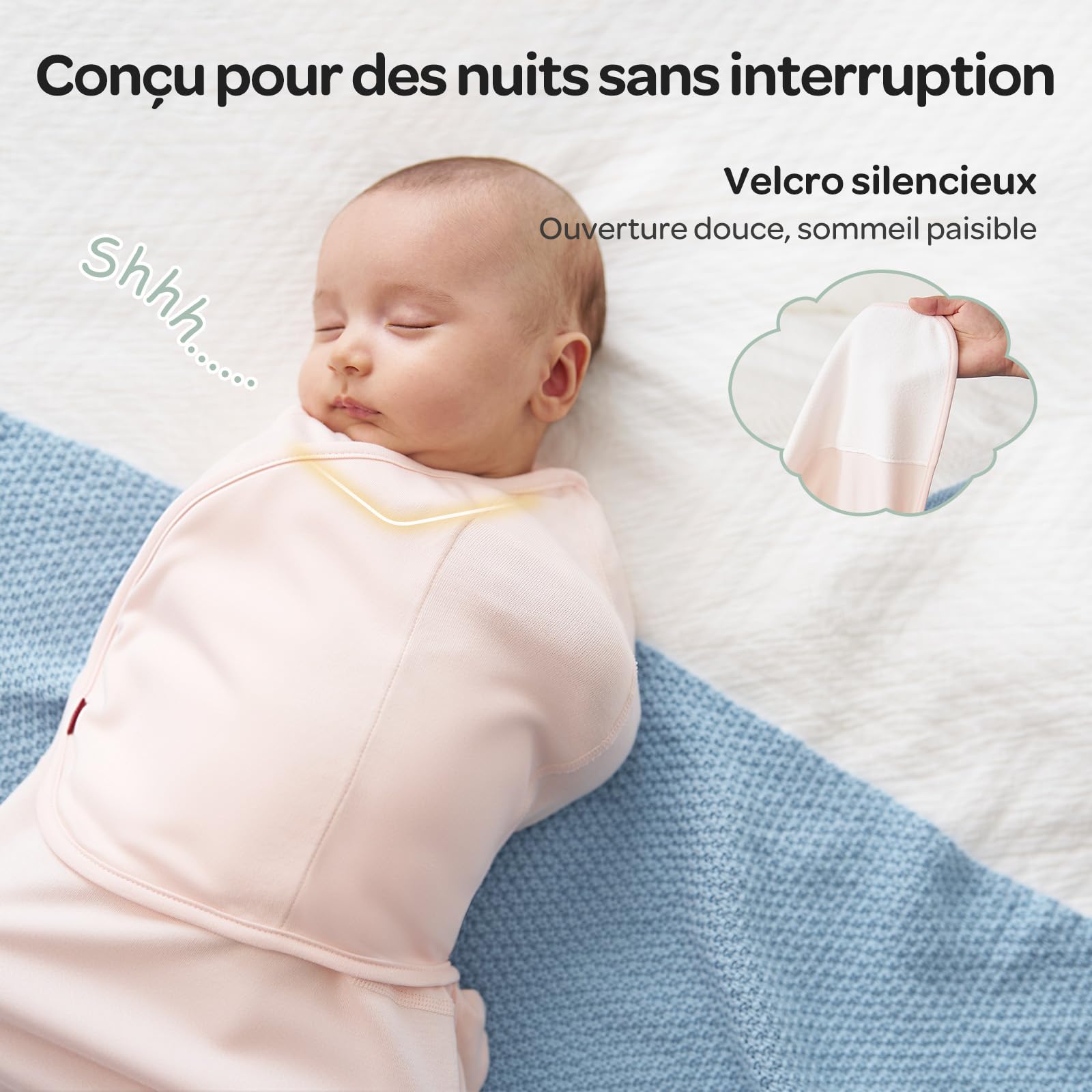 momcozy Couverture Emmaillotage Bébé pour Nouveau-né, Fermeture Silencieuse, Convient aux Nourrissons de 0-3 Mois, Réduit Le Réflexe de Sursaut, Indispensable pour Nouveaux Parents, Paquet de 2,Rose