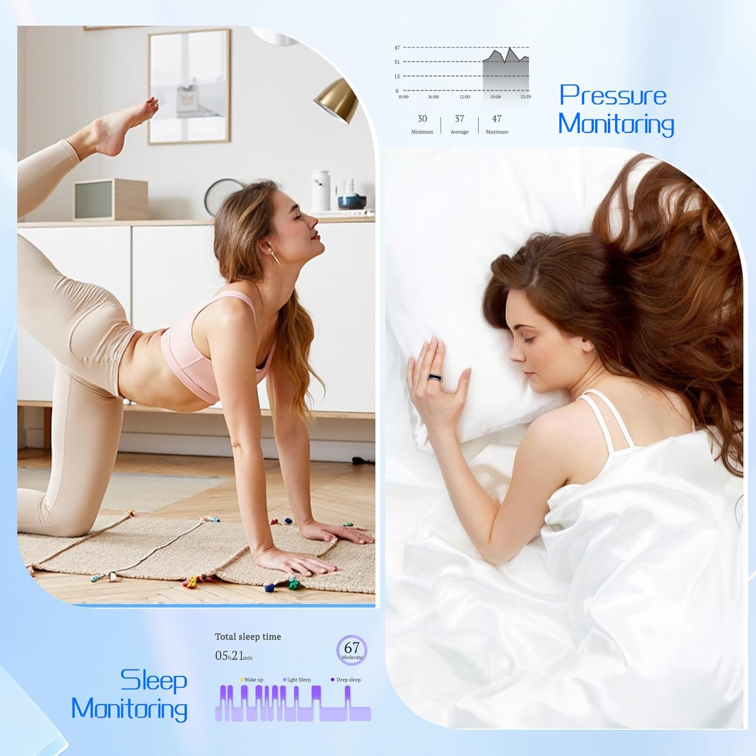 Smart Ring for Women & Men, Fitness & Health Tracker with Display Screen, IP68 Waterproof Smart Rings for Health Monitoring, Fitness Tracker Ring with Call Notification, No App Fees (Rose Gold, 10#)