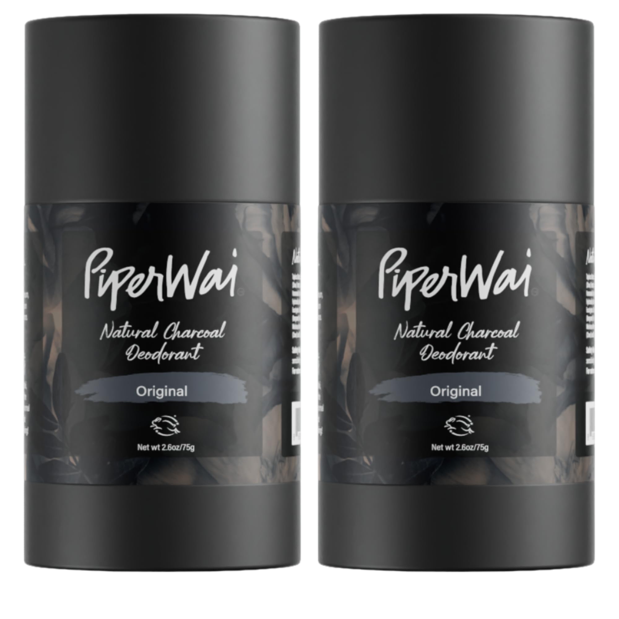 PiperWai Natural Deodorant w/Activated Charcoal | Odor Protection, Vegan, Aluminum Free, Shark Tank Product for Women & Men | Great for Travel, & Gifts | 50g Scented Stick 2-Pack