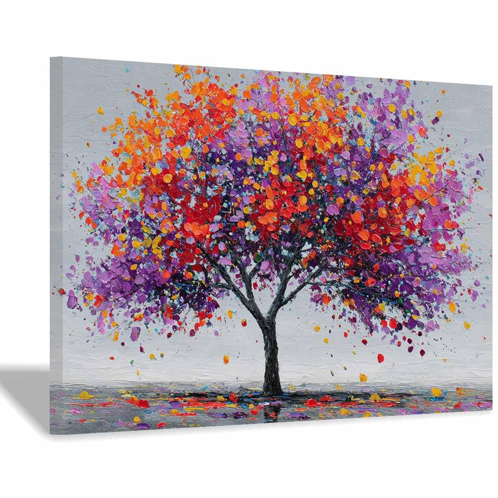 HOQIU Tree Of Life Wall Art Nebula Purple Tree canvas prints, nature wall art, for Bathroom Home Office Decor(Multicolor)-70x100cm Framed