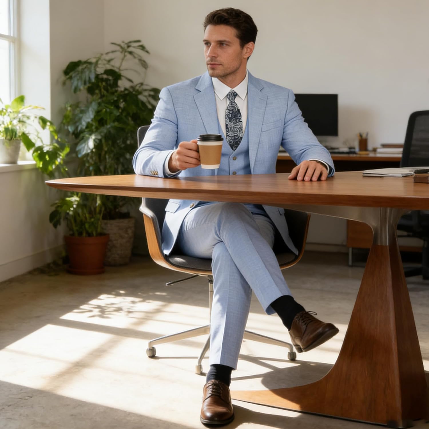 Suits for Men Slim Fit Formal Mens Suits 3 Piece Jacket Vest Pants Wedding Prom Men's Tuxedo Suit Set