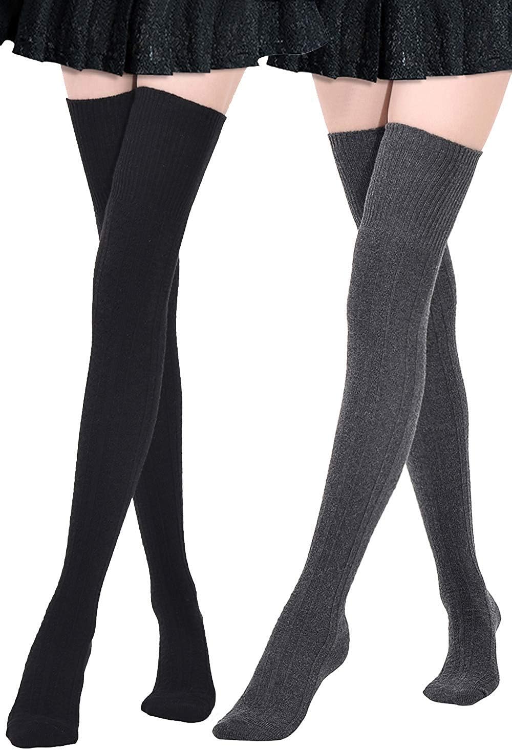 DRESHOWWomen Extra Long Thigh High Socks Over the Knee High Boot Stockings Cotton Leg Warmers