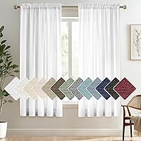 Vista 54 de Melodieux Cortinas semitraslúcidas blancas de 24 pulgadas de largo para cocina, cafetería, dormitorio, ventanas pequeñas, con bolsillo para barra