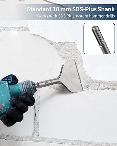 Miniatura 3 de Firecore 2 piezas de cincel SDS Plus de 3 pulgadas de ancho con manivela en ángulo doblado herramienta de cincel de extracción de azulejos (3 x 6.5