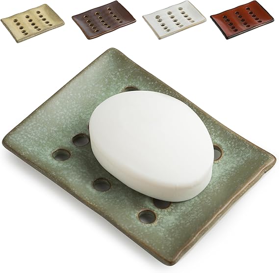 Amazon.com: Cormomu Ceramic Soap Dish with Self Drain for Shower, Bar ...