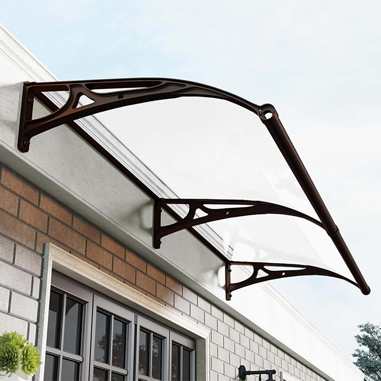Auvent d'entrée en aluminium et polycarbonate 60x140 cm pour protéger votre porte