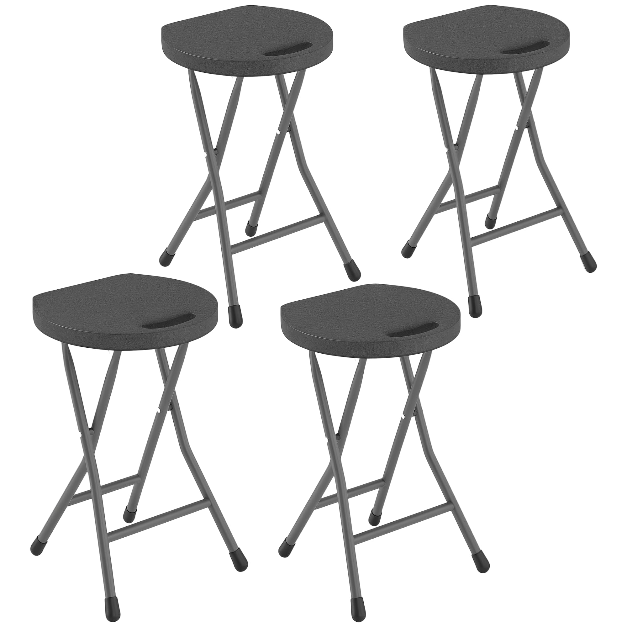 Outsunny Folding Stool Set of 4 - Charcoal Grey - Steel/Plastic Garden Stools