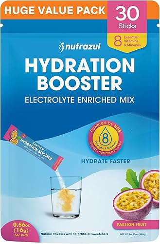nutrazul Potenciador de hidratación, electrolitos en polvo con sodio, potasio, vitamina B6 y B12, sin edulcorantes artificiales, sabor a fruta de la