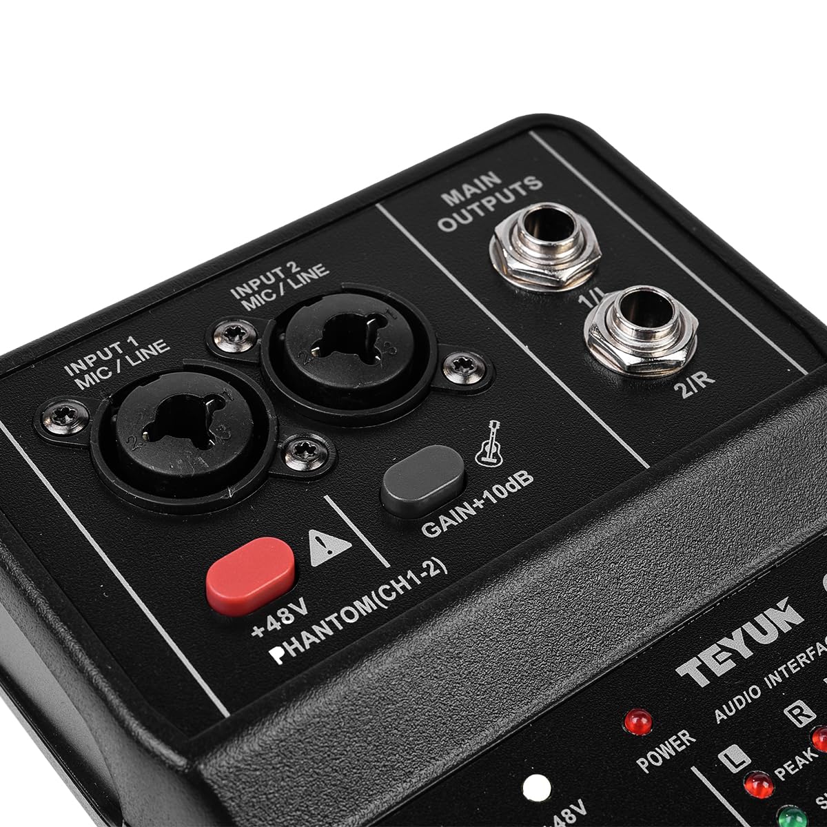 Sarini Mixer audio Mini USB a 2 canali, sistema console professionale per tavola armonica, alimentazione 48 V, mini mixer per streaming live, karaoke e registrazione
