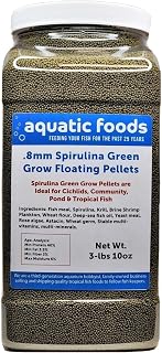 0.8mm Spirulina Green Grow Floating Pellets for Baby Discus, Cichlids, All Tropicals, Koi and Pond Fish…3-lb &10oz Lg Jar