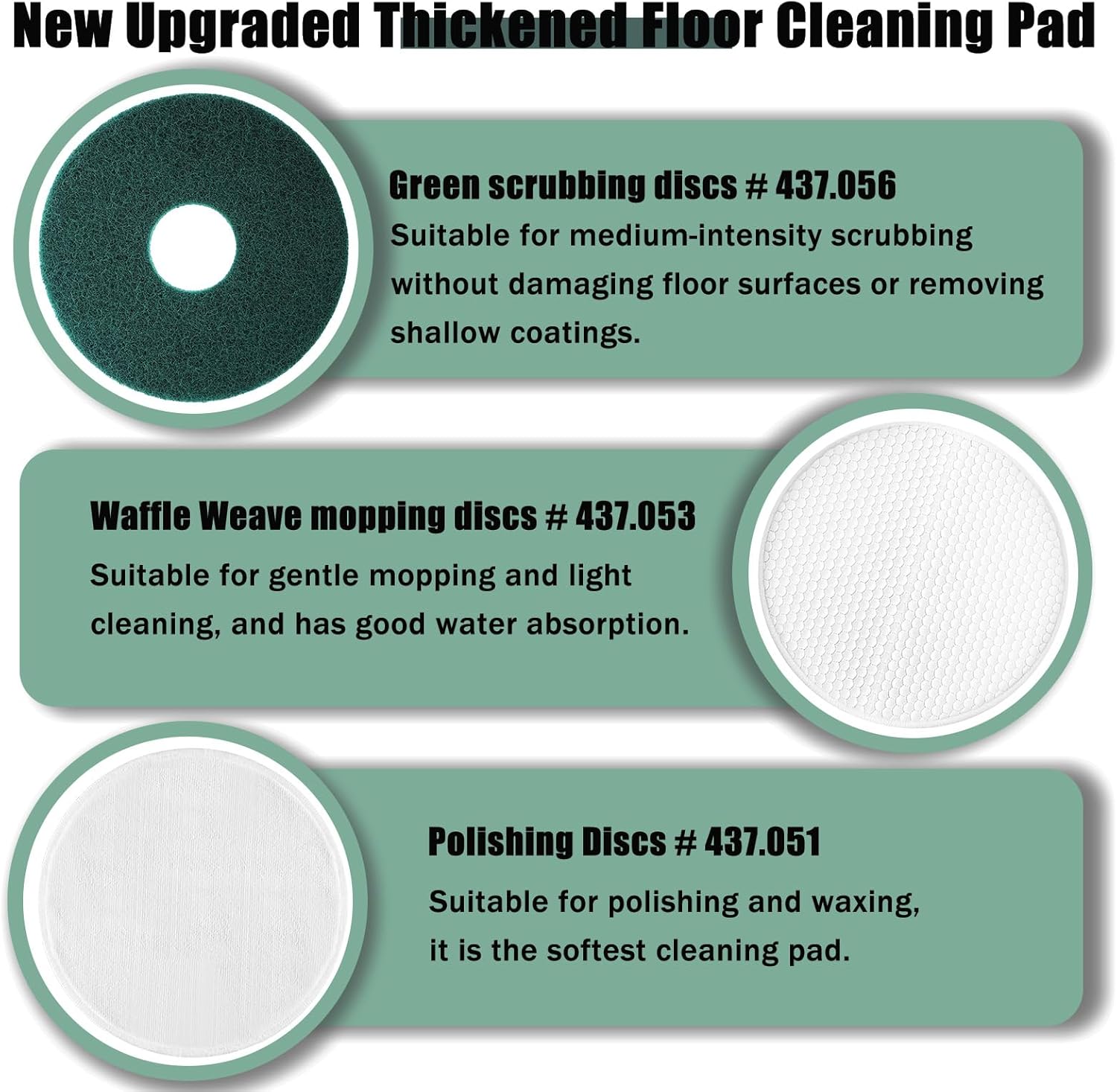 12" Floor Machine Replacement Pad, Floor Machines Pads for Orbital Floor Scrubber, Compatible with Oreck Commercial 550MC Orbiter Floor Machine, For Everyday Cleaning of Hardwood and Tile Floors（6pcs）