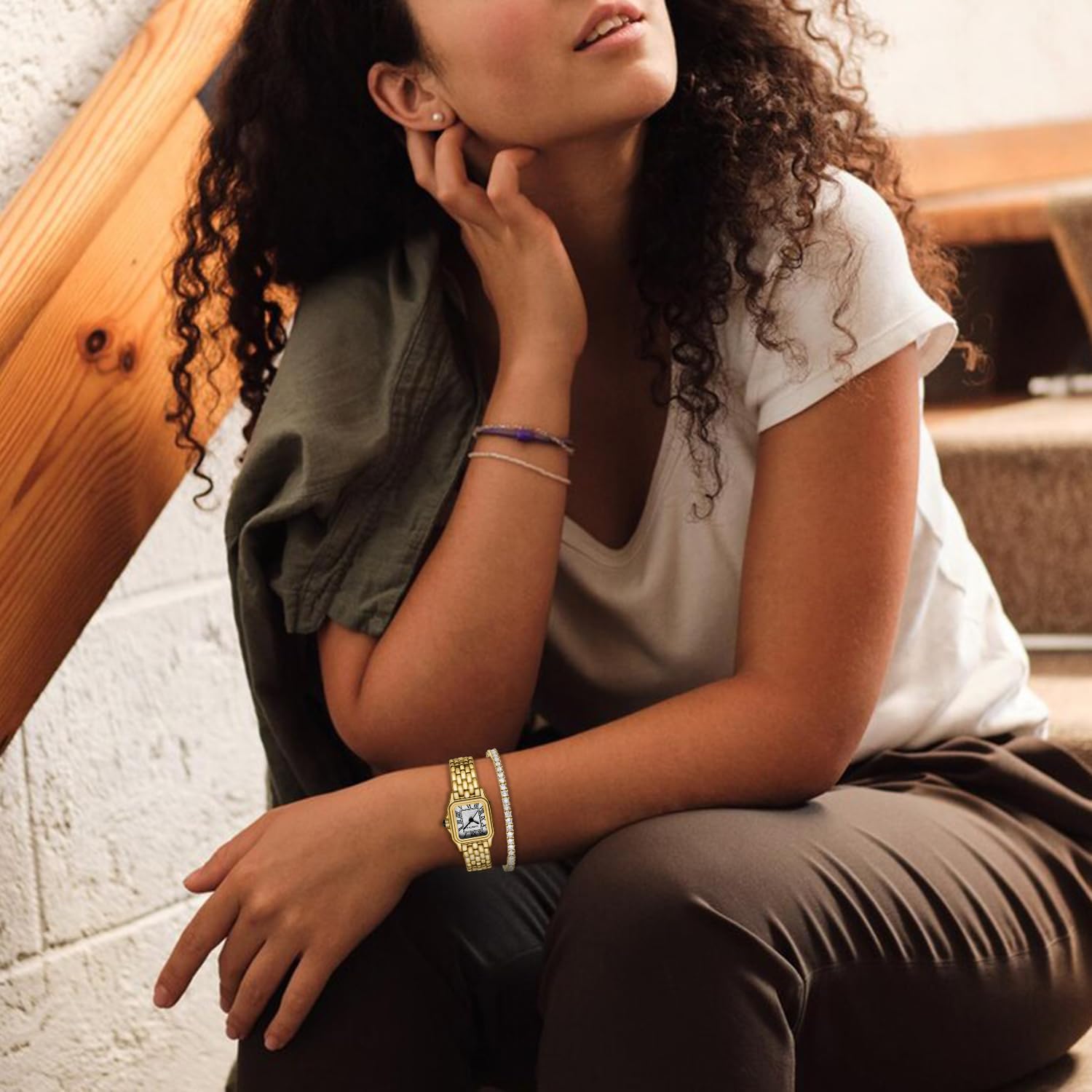 CHEETAH Women’s Gold Bangle Watch and Bracelet Set - Image 7