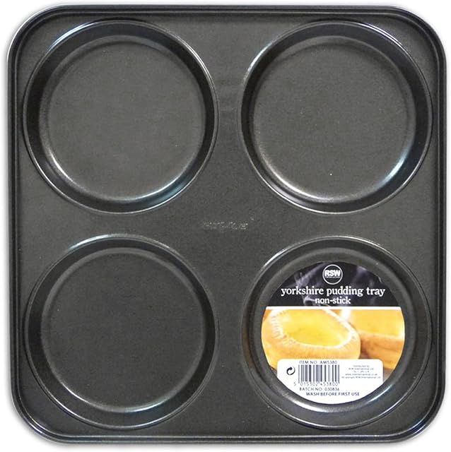 Non-Stick 4 Cup Yorkshire Pudding Tray Perfect for Sunday Roasts 23 x 23cm from Royle Home