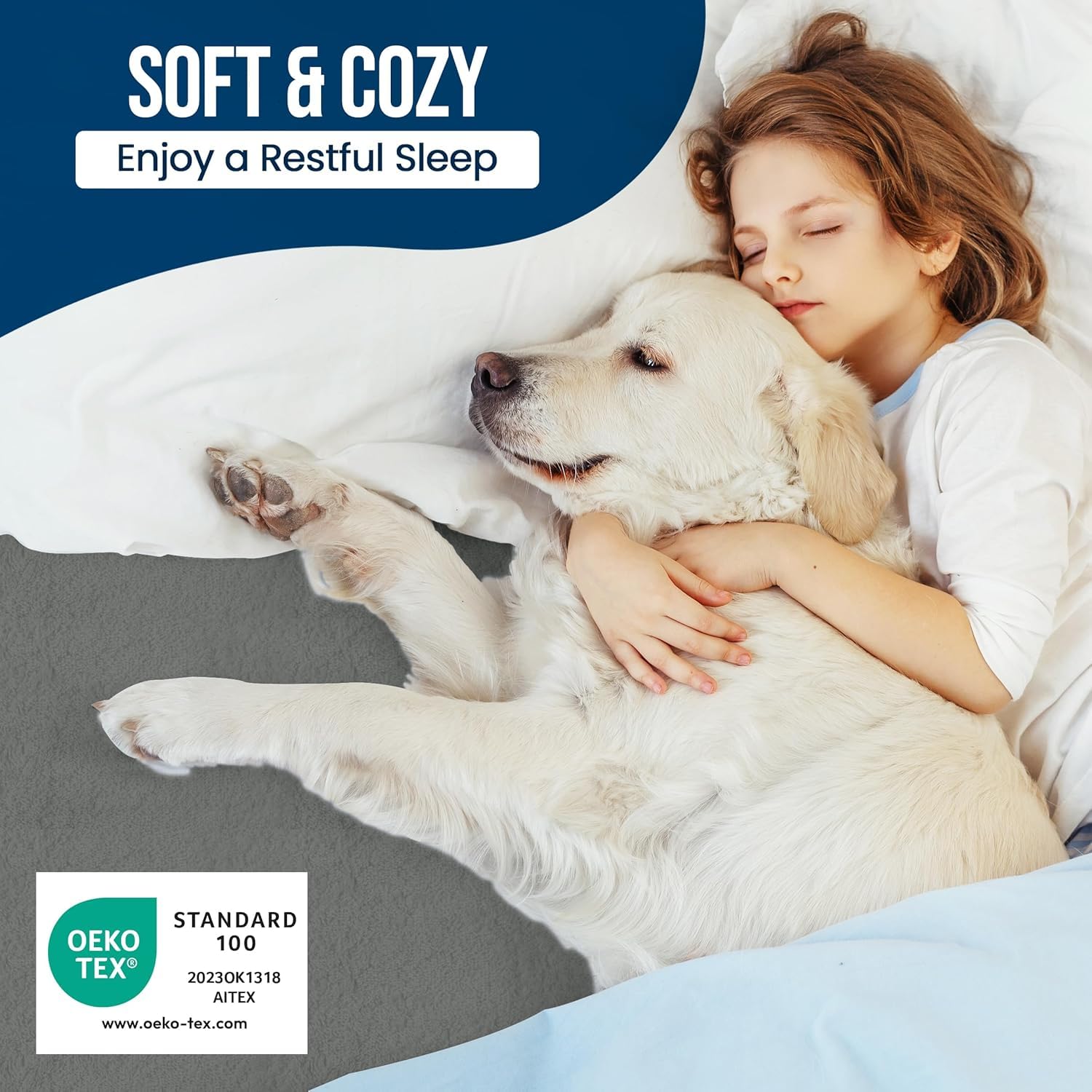9villa 100% Waterproof Premium Cotton Feel Mattress Protector King Size| Ultra Soft Breathable & Hypoallergenic Fitted Bed Protector Terry Cover | Fits Upto 10 Inches (Grey, 72 x 78,6x6.5 Feet) 2