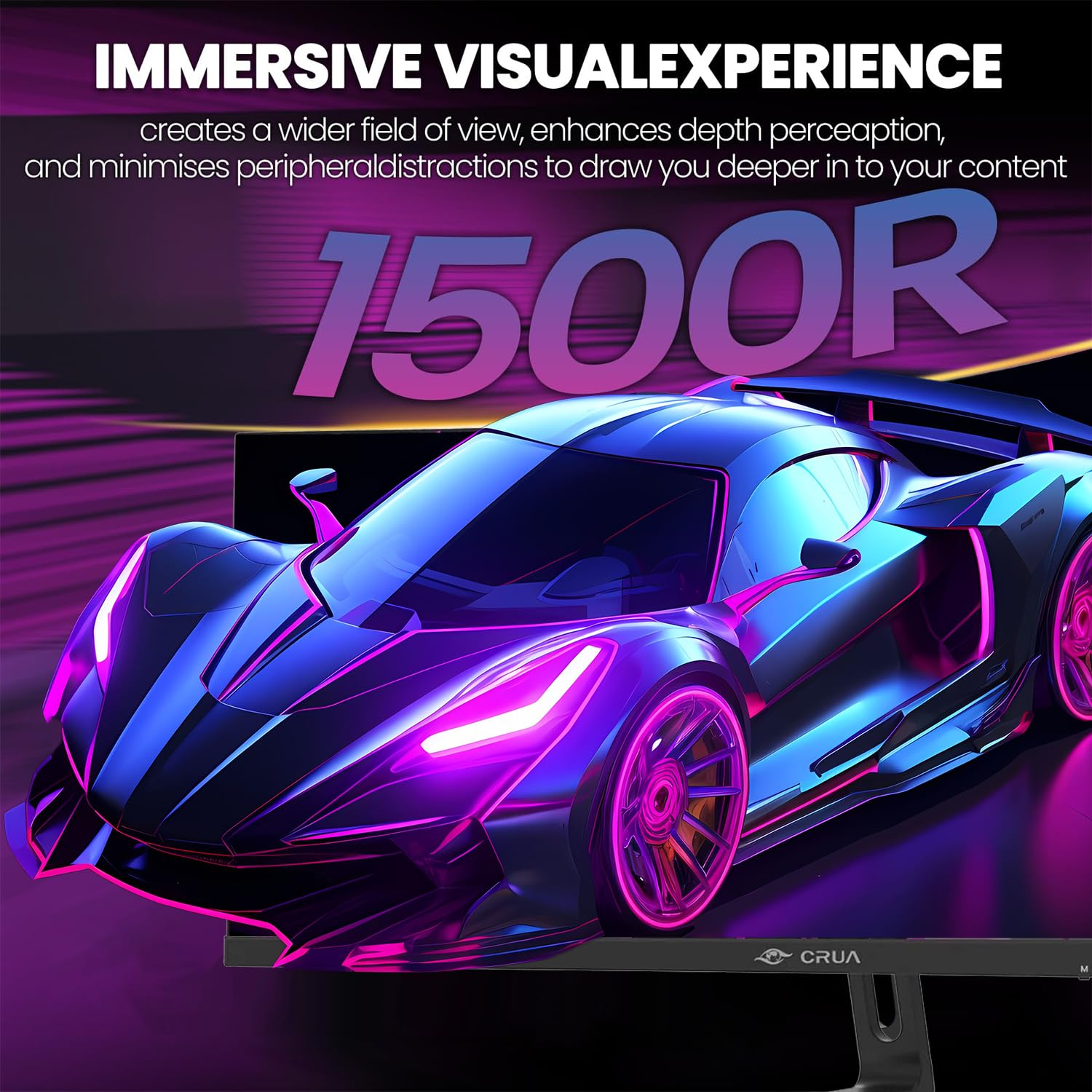 CRUA Monitor da gioco curvo da 30 pollici, WFHD 2560 × 1080, monitor PC 200Hz/144Hz, schermo 1500R VA, 120% sRGB, AMD FreeSync, HDMI e DP, ultra-largo per giochi e lavoro, montabile a parete, nero