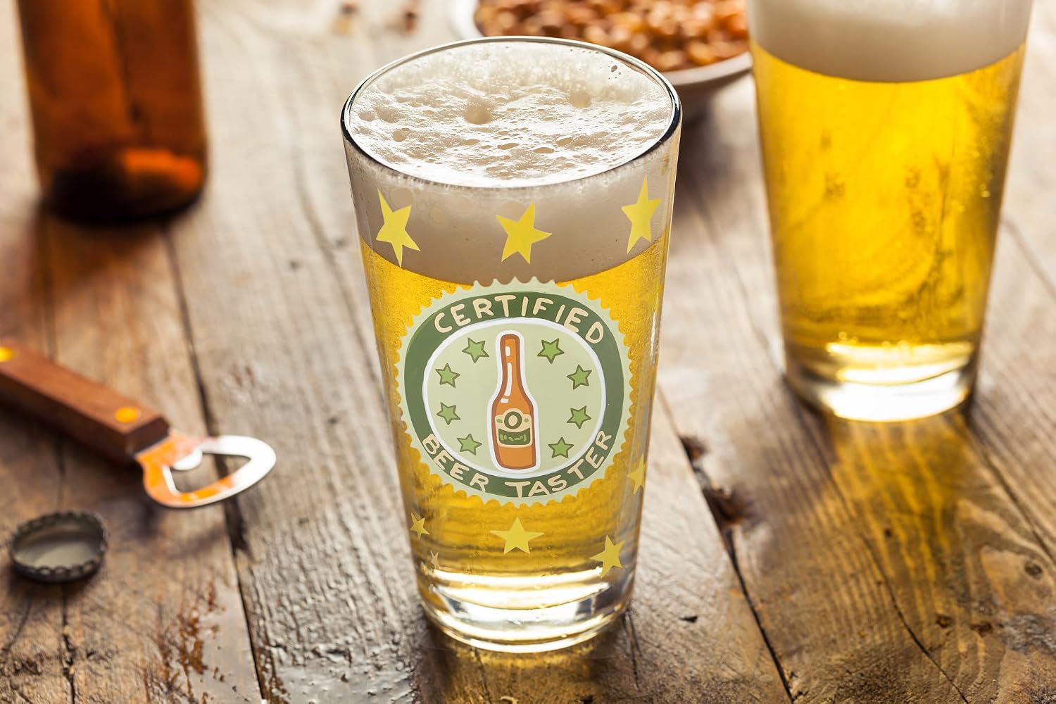 Enesco Designs by Lolita Certified Beer Taster Hand-Painted Artisan Pint Glass, 16 Ounce, Multicolor