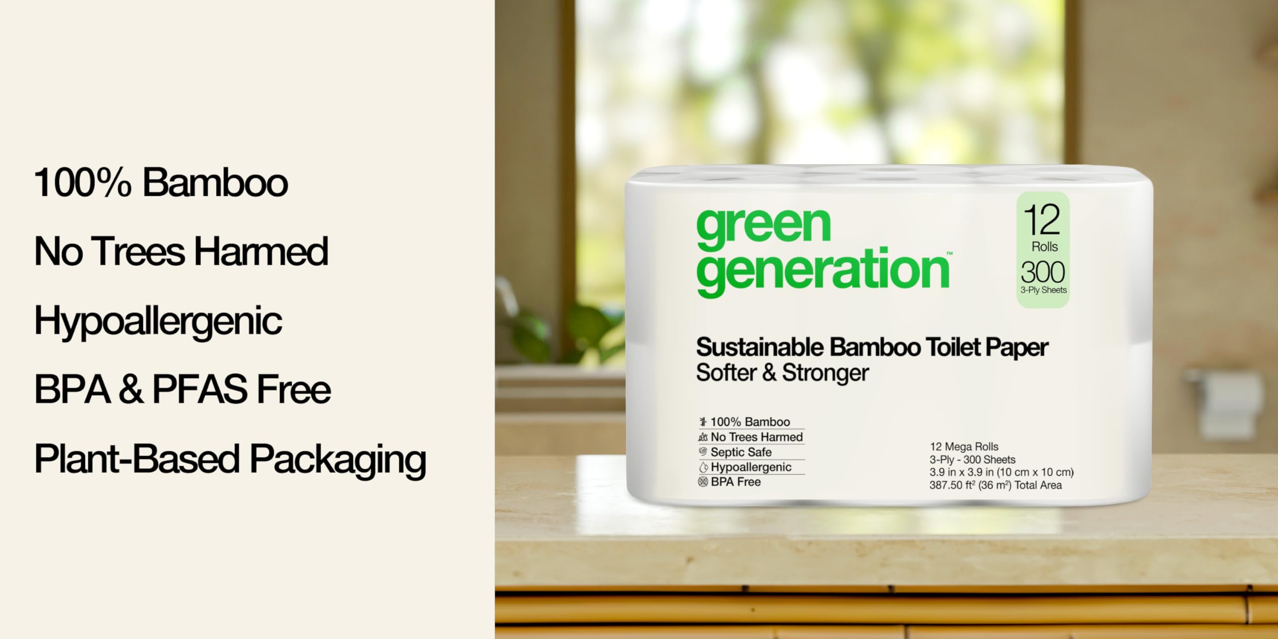 Amazon.com: Green Generation Bamboo Toilet Paper -12 Roll, 3-Ply