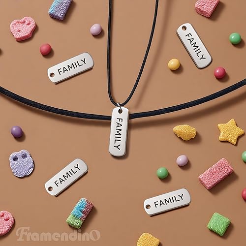 Miniatura 4 de Framendino, Pandahall - Paquete de 50 dijes familiares de plata antigua tibetana rectangular con dije de palabra para collar de mensaje, dijes,