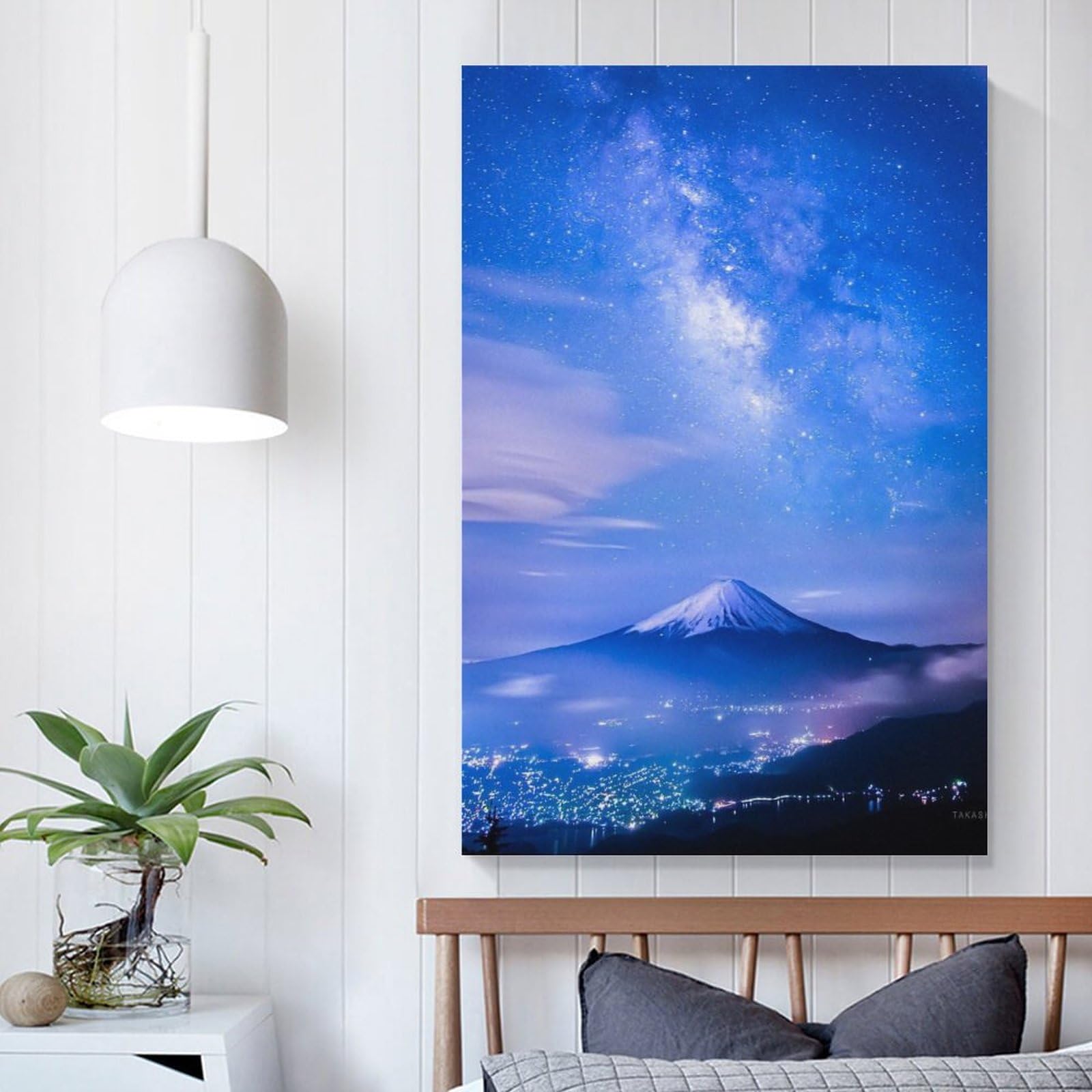 Amazon.co.jp: 絵画 富士山と夜の星空インテリア 絵画 宇宙の風景スタ