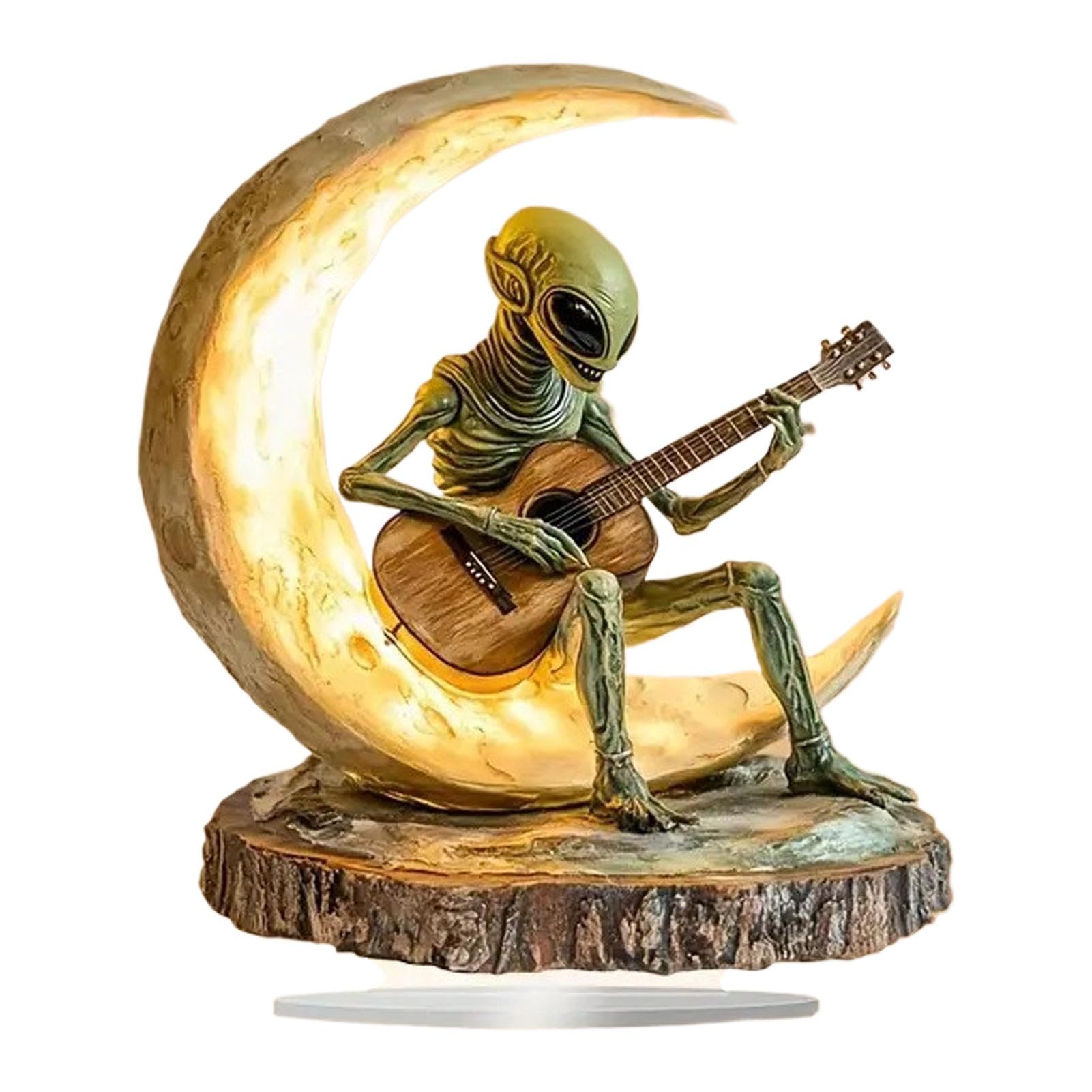 TABSIRAH Garden Alien Statue, Boho Decor Alien Statue, Alien Figurine Decor, Acrylic Moon Guitarist Collectible Figurines, Alien Figure Garden Decor, Coffee Table Sculptures, Indoor Outdoor Decor