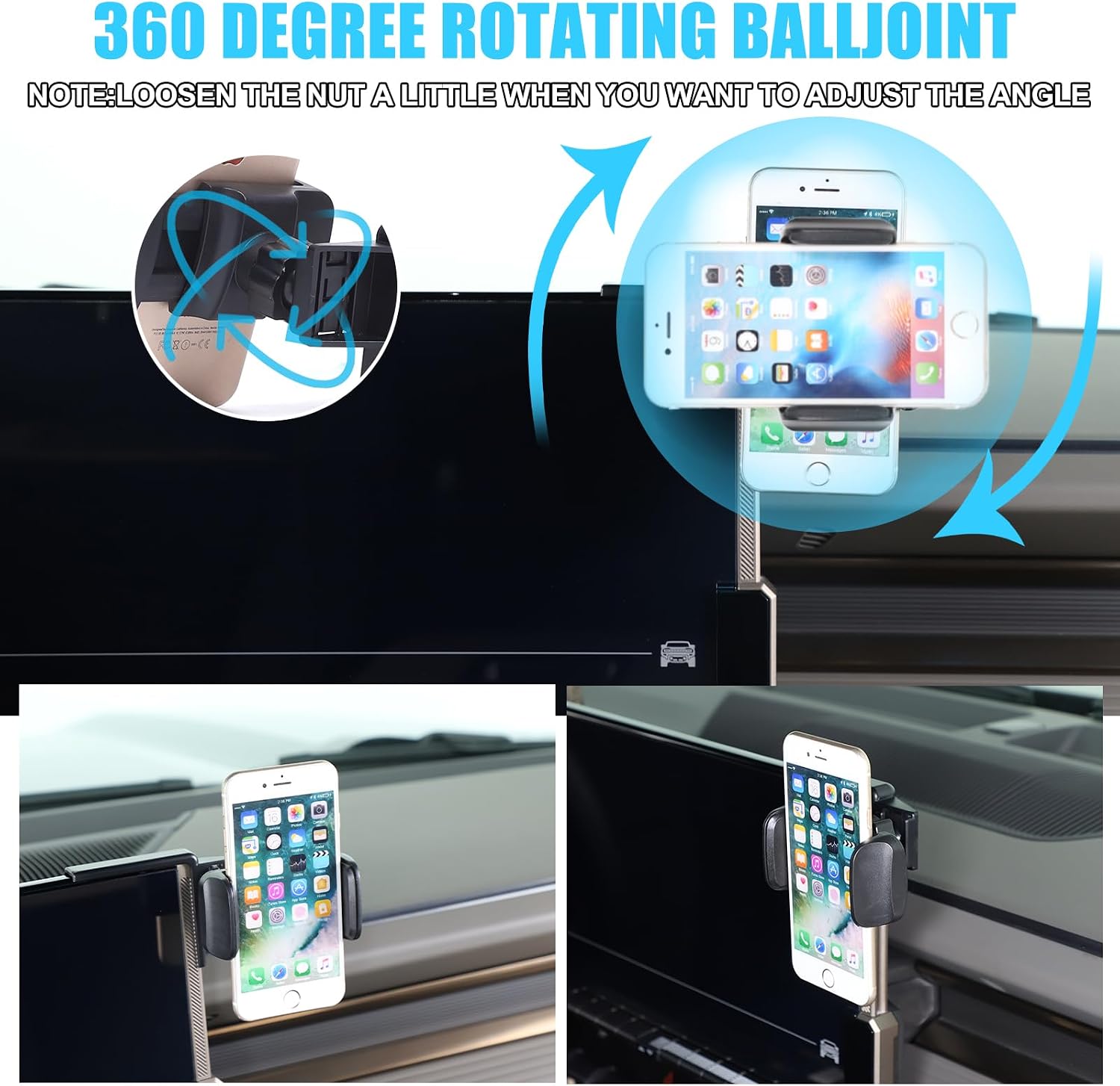 Car Phone Holder Mount for Hummer EV SUV Pickup Truck Accessories 2022-2024 2025+ Right Side of Navigation Screen Rotatable Fixed Mobile Phone Holder for Car Fit for iPhone Universally Smartphones (A) image 2