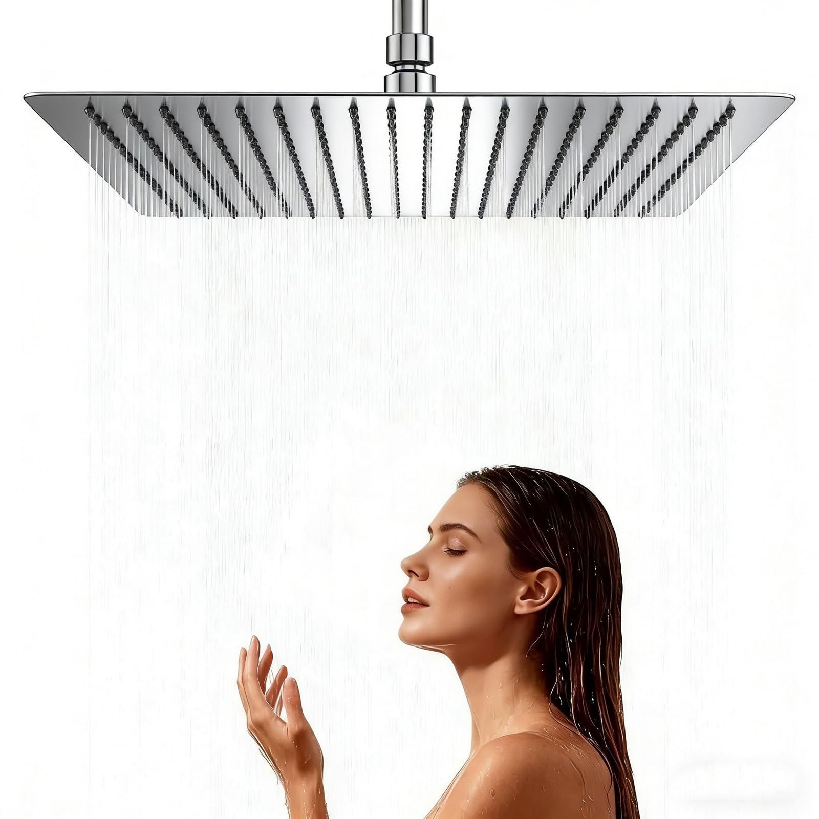 Photo 1 of 16" Large Chrome Rain Shower Head Ceiling Mount - High Pressure Rainfall Showerhead Ultra-Thin,304 Stainless Steel