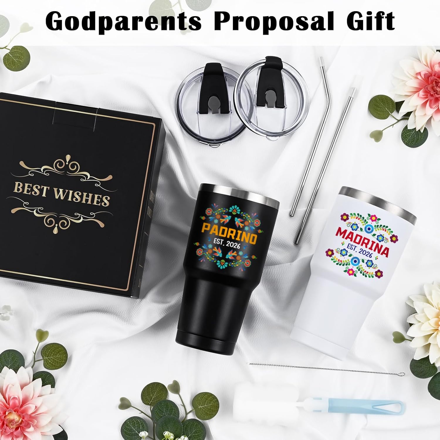 Gtmileo 2026 Padrinos Madrina Proposal Gift, Godparents Proposal Gift, Christmas, 30Oz -Stainless Steel Tumbler Set, Birthday Gifts for Godmother Godfather In Spanish - Image 7