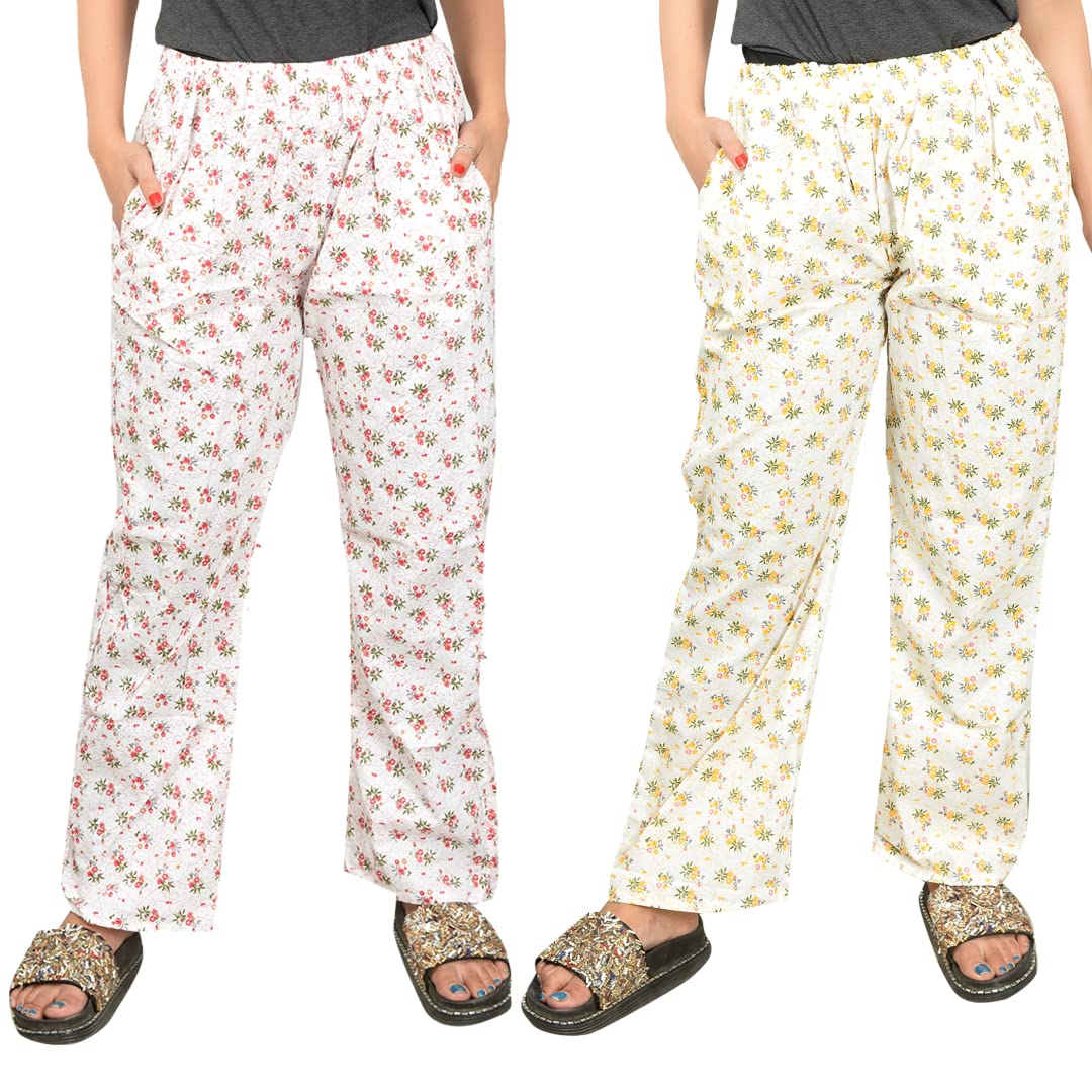 cierge Women's Cotton Printed Regular Lounge Pyjama/Pajama Trackpant Combo (Pack of 2)-picture-44