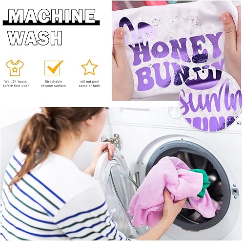 Miniatura 6 de WRAPXPERT Rollo de vinilo metálico suave de transferencia de calor, cromado, de 12 x 5 pies, vinilo para planchar para camisas, fácil de cortar y