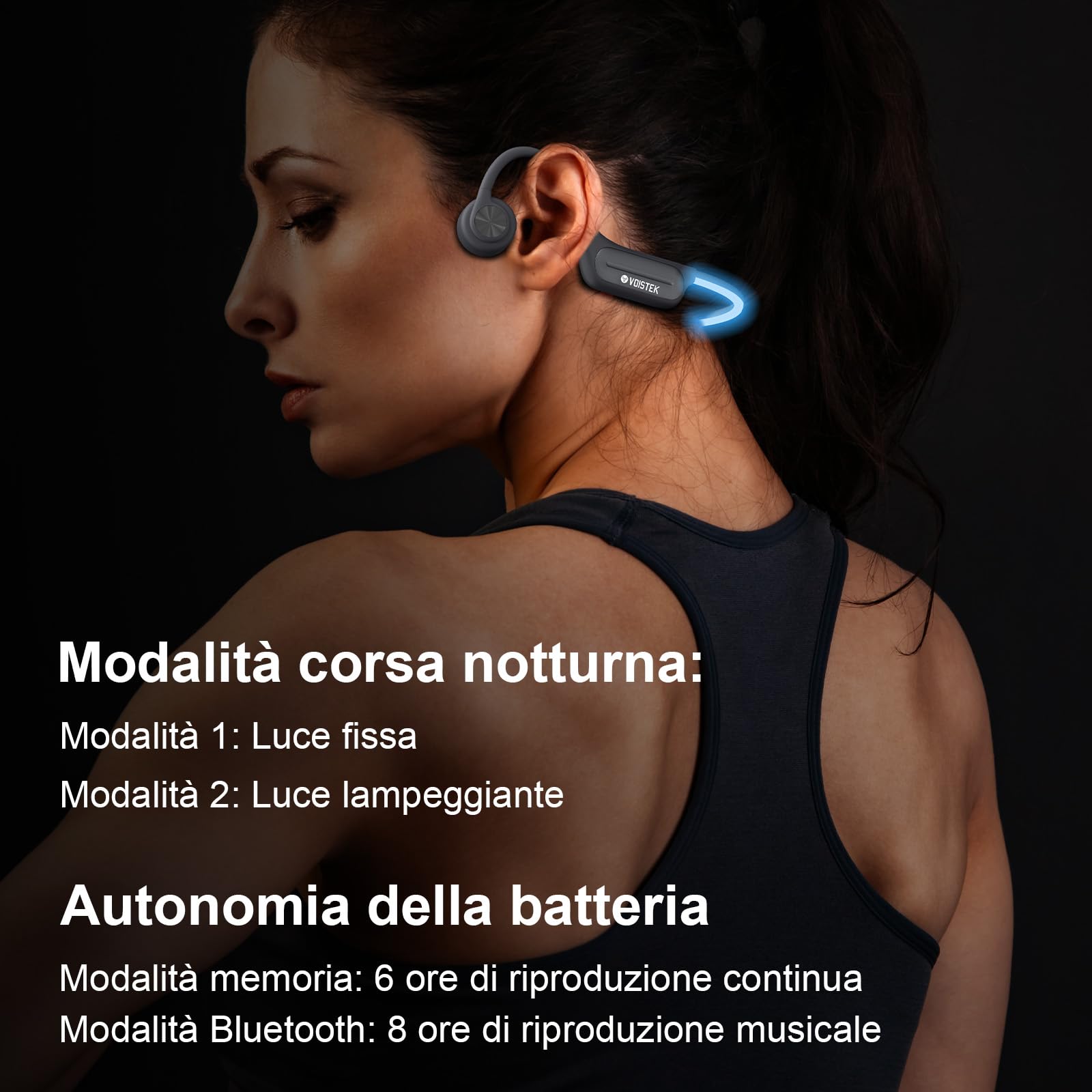 Voistek Cuffie Conduzione Ossea Bluetooth, Auricolari Sportivi Open Ear Wireless IPX8 Impermeabili con Lettore MP3 Integrato da 32GB, Cuffie per Corsa, Ciclismo, Fitness e Guida (Grigio)