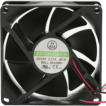 Jameco ValuePro 80x80x25mm Tubeaxial Fan Ball Bearing 60.8 CFM 12 VDC Wire Leads
